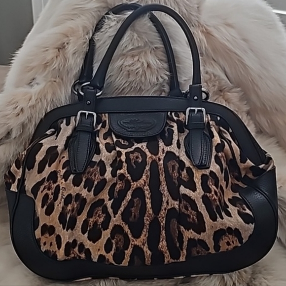 DOLCE & GABBANA Vintage Leather-Trimmed Printed Semi Shoulder Top Handle Bag - Picture 3 of 13